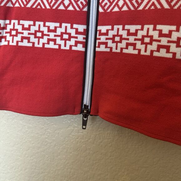 Newland Ski Sweater Womens Fair Isle Red White Extra Small Hooded Made In Italy - Picture 2 of 7